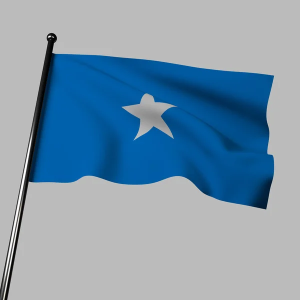 Illustration Somalias Flagga Som Viftar Vinden Isolerad Grå Bakgrund Flaggan — Stockfoto