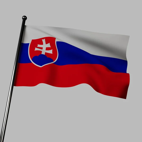 Ілюстрація Прапора Словаччини Махає Сірому Тлі Прапор Складається Трьох Горизонтальних — стокове фото