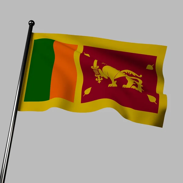 Sri Lanka Nın Rüzgarda Dalgalanan Bayrağı Gri Bir Arka Planda — Stok fotoğraf