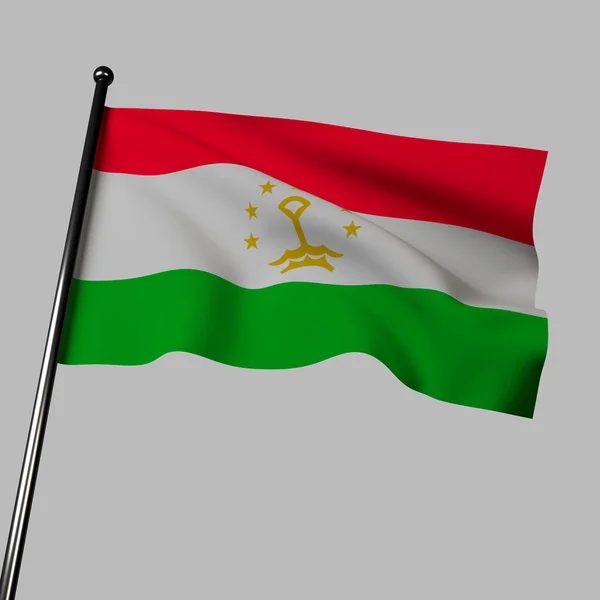 Иллюстрация Размахивания Флагом Таджикистана Ветру Изолированного Сером Фоне Флаг Состоит — стоковое фото