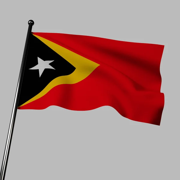 Ilustración Bandera Timor Oriental Ondeando Viento Aislada Gris Bandera Presenta —  Fotos de Stock
