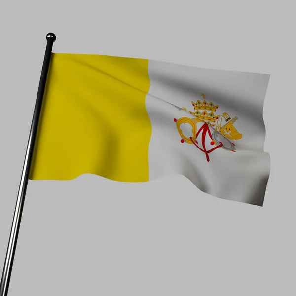 바티칸 시국의 국기는 배경에 차원으로 날아간다 그것은 흰색의 있으며 중앙에는 — 스톡 사진