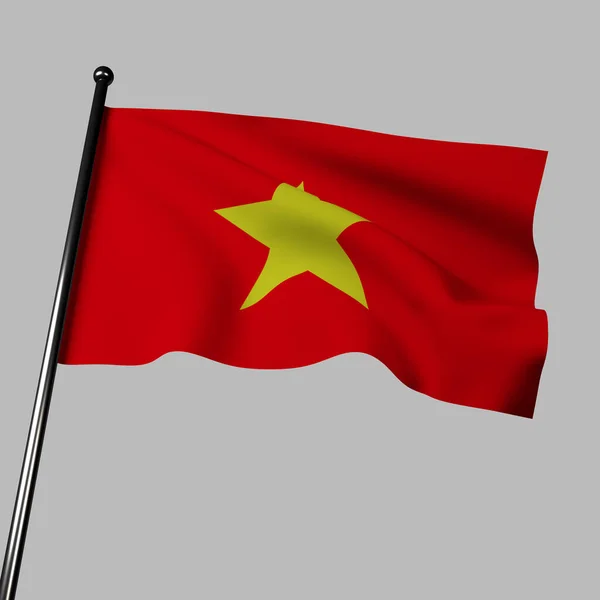베트남의 국기는 바탕에 차원으로 부드럽게 배경은 바탕에 노란색 중심에 깃발은 — 스톡 사진