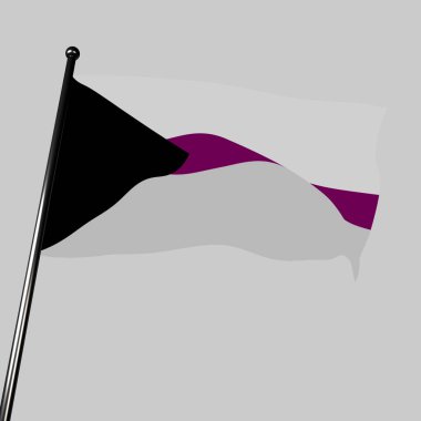 Demiseksüellik bayrağı zarif bir şekilde dalgalanır, güçlü bir duygusal bağ kurduktan sonra cinsel çekim yaşayan bireyleri sembolize eder. Yumuşak ve desenli kumaşın 3B görüntüsü.