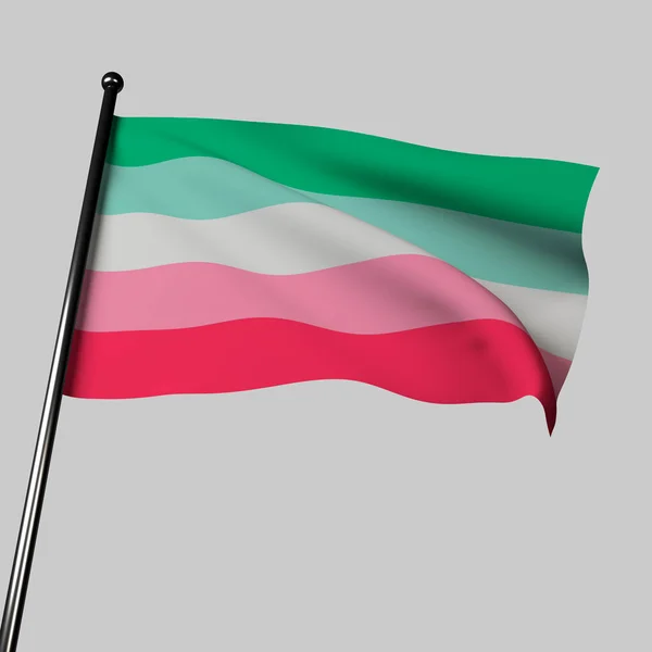 色彩艳丽的Lgbtq旗帜 带有无性色彩 轻柔地在风中飘扬 这个3D插图展示了一个孤立的物体 象征着包容性和多样性 — 图库照片