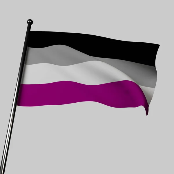 无性自豪的旗帜自豪地挥动 代表Lgbtq 社区中的无性个体 白色和紫色四个水平条纹象征着多样性 同一性和自豪 — 图库照片
