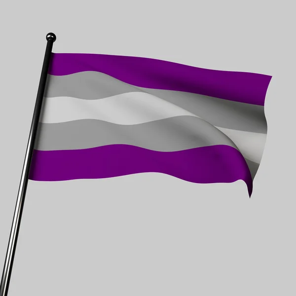 Greysexual Pride Flag gracefully waves, symbolizing individuals who identify as asexual but do not fit into primary categories of asexuality. 3D rendering of a cloth flag represents the LGBT community
