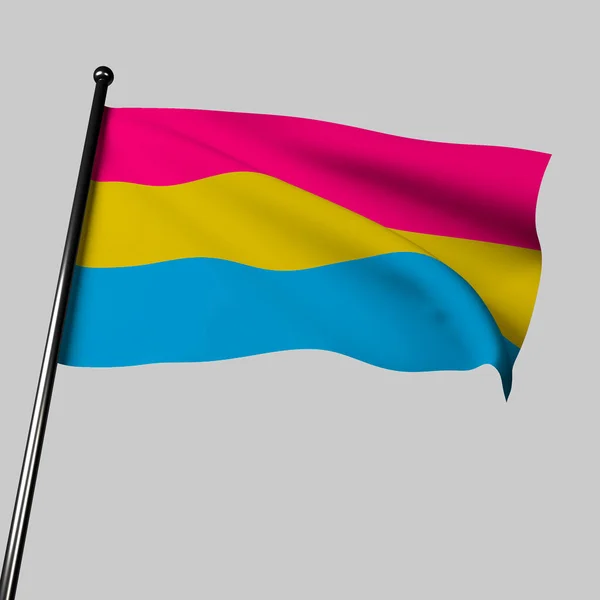 Pansexuell Pride Flag Vinkar Graciöst Illustration Symboliserar Pansexualitet Och Hbtq — Stockfoto