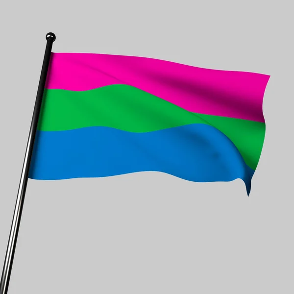 Polysexual Pride Flag Dengan Anggun Melambai Dalam Angin Digambarkan Melalui — Stok Foto