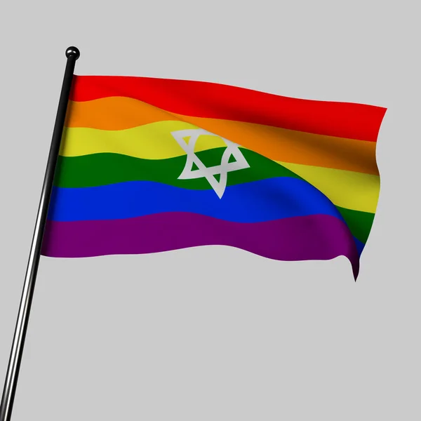 Флаг Гей Еврейской Гордости Яркий Радужный Флаг Украшенный Звездой Давида — стоковое фото