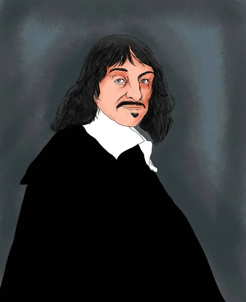 Εικονογράφηση Του Γάλλου Φιλοσόφου Ren Descartes — Φωτογραφία Αρχείου