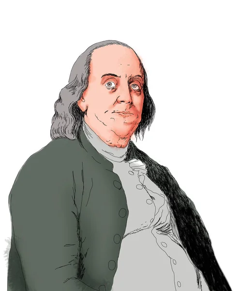 Illustration Réaliste Leader Américain Benjamin Franklin — Photo