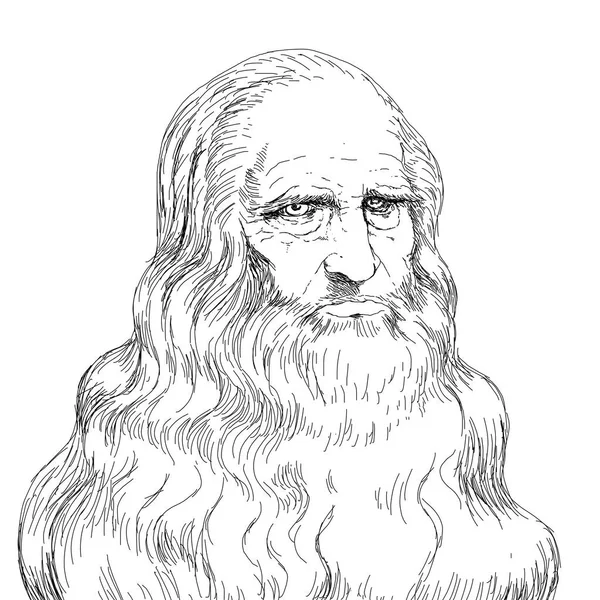 Realistische Illustratie Van Schilder Uitvinder Leonardo Vinci — Stockfoto