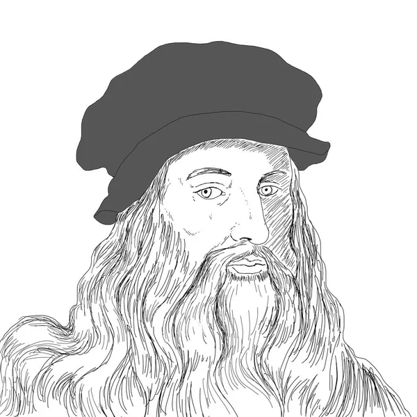 Realistisk Illustration Målaren Och Uppfinnaren Leonardo Vinci — Stockfoto