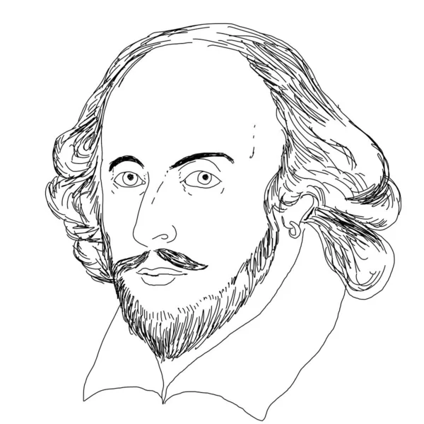 イギリスの作家で劇作家のウィリアム シェイクスピアの写実的なイラスト — ストック写真