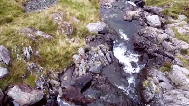 Ruisseau Descendant Une Cascade Entre Des Pierres Vertes Mousse Dans — Video