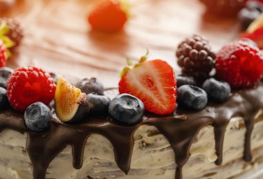 Farklı meyveleri ile çikolatalı kek