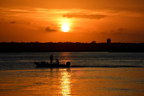 Όμορφο Ζωντανό Ηλιοβασίλεμα Στον Ποταμό Augustine Φλόριντα — Φωτογραφία Αρχείου