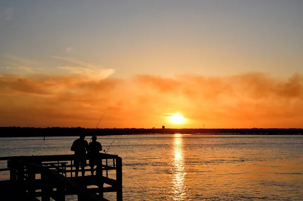 Όμορφο Ζωντανό Ηλιοβασίλεμα Στον Ποταμό Augustine Φλόριντα — Φωτογραφία Αρχείου