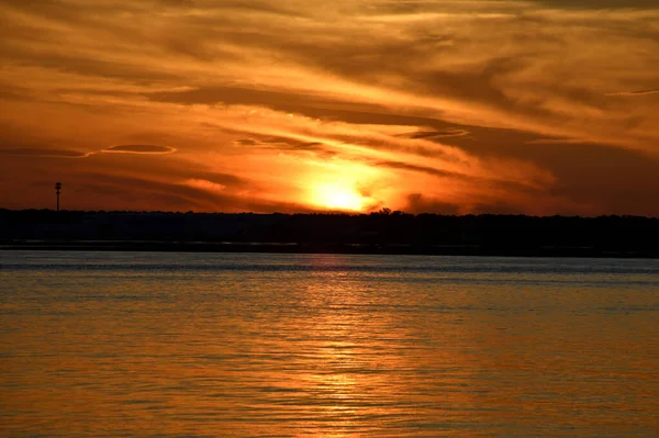 Μαγευτικό Ηλιοβασίλεμα Πάνω Από Ποτάμι Στο Augustine Φλόριντα — Φωτογραφία Αρχείου