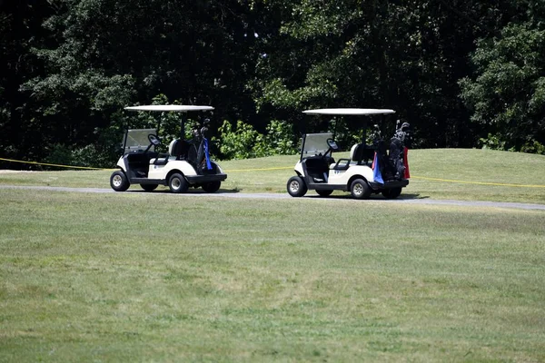 Golf Carts Course Greens Background Georgia Usa Royalty Free Stock Photos