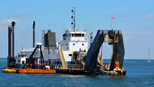 Dredger Working Ocean Jetty Area Augustine Florida Usa — Stock Video