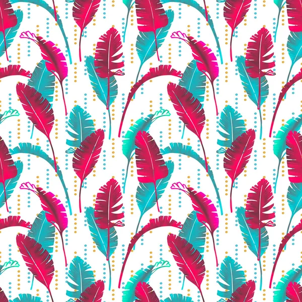 Palmblätter Nahtloses Muster Handgezeichnetes Digitales Muster Tropische Blätter Exotische Illustration — Stockfoto