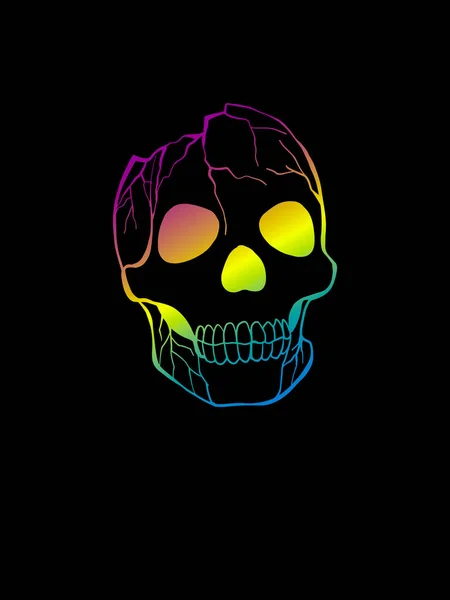 Halloween Skull Als Design Element Handgetekende Digitale Illustratie Geïsoleerd Zwarte — Stockvector