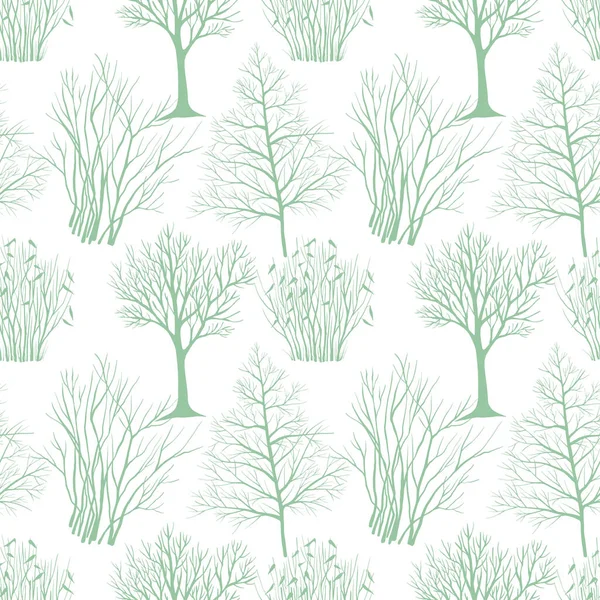 Zimowe Drzewa Krzaki Płynny Wzór Ręcznie Rysowana Sztuka Kontekst Natury — Zdjęcie stockowe