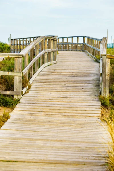 Trä Väg Till Stranden Havsvatten San Pedro Del Pinatar Murcia — Stockfoto