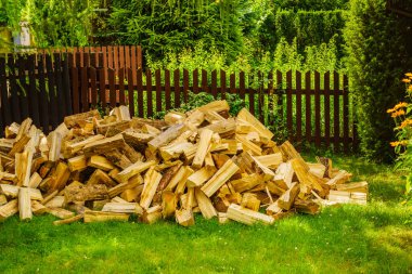 Dışarıda odun yığını var. Kış için hazırlık.