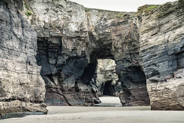 Cliff Formations Cathedral Beach Galicia Spain Playa Las Catedrales Catedrais — Stock Fotó