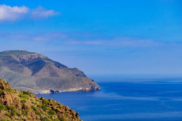 Krajobraz Wybrzeża Widziany Punktu Widzenia Amatista Hiszpanii Park Naturalny Cabo — Zdjęcie stockowe
