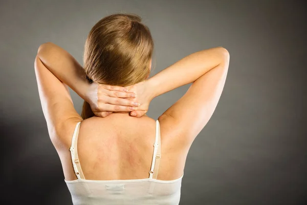 Feeling Exhausted Back Spine Disease Woman Having Bad Ache Female — Stock Photo, Image