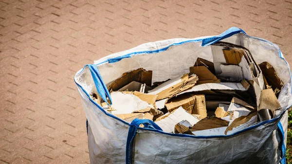 Full Construction Waste Debris Nylon Bag Pile Garbage Material House — Stock Photo, Image