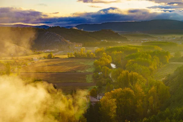 Morning View Fog Valley Aguilar Campoo Province Palencia Castile Leon — Fotografia de Stock