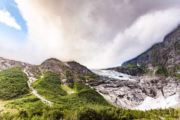 Panorama Montano Norvegese Ghiacciaio Boyabreen Zona Fjaerland Nel Comune Sogndal — Foto Stock