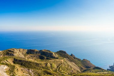 Sahil manzarası, Mesa Roldán burnu Almerya, Endülüs İspanya. Cabo de Gata Doğal Parkı.