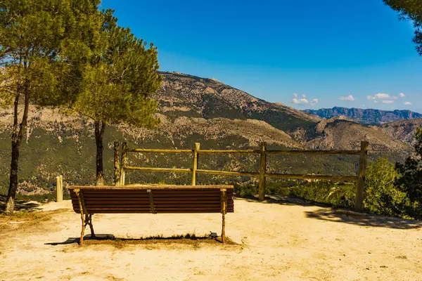 Spanish mountains landscape with rest stop area, Costa Blanca holiday