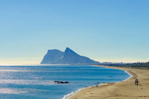 Gibraltar Rots Brits Overzees Gebied Aan Spaanse Kust Toeristische Attractie Rechtenvrije Stockfoto's