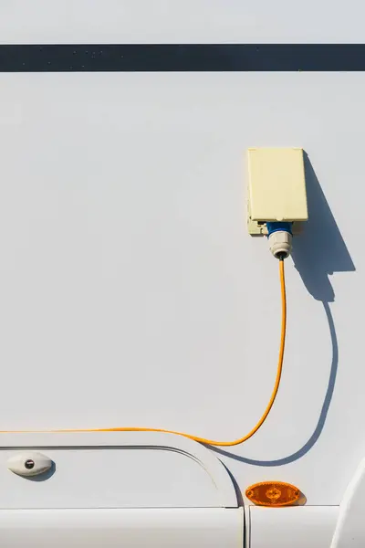Ηλεκτρικό Καλώδιο Βύσμα Τροφοδοσίας Επαναφόρτιση Ταξιδιωτικό Ρυμουλκούμενο Αυτοκινούμενο Ηλεκτρική Σύνδεση Εικόνα Αρχείου