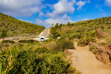 Cabo de Gata Doğal Parkı 'ndaki La Amatista' daki karavan karavanı Almerya ili, Endülüs İspanya.