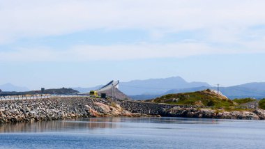 World famous Atlantic road bridge Atlanterhavsvegen in Norway Europe. Norwegian national scenic route. Tourist attraction. clipart