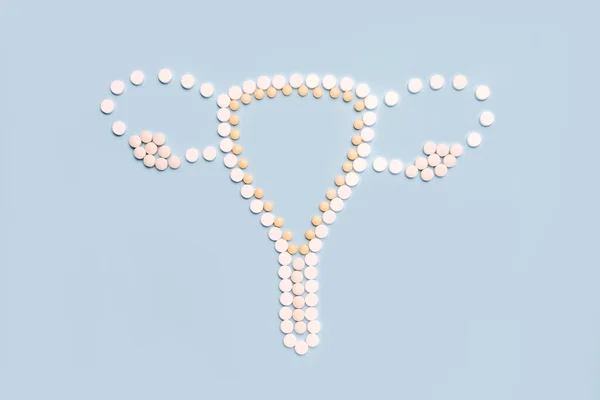 stock image Uterus medical concept. Female uterus made of pills