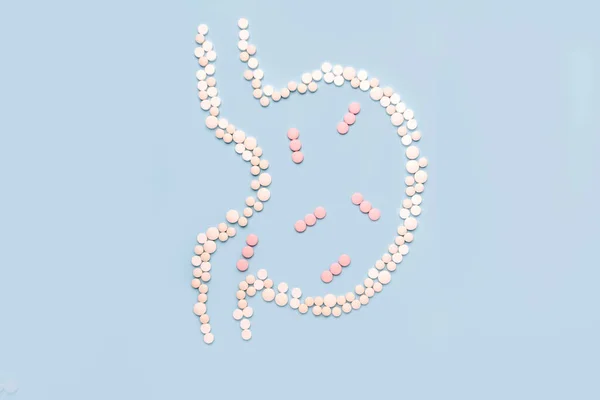 Żołądek Zrobiony Białych Tabletek Opieki Zdrowotnej Zapalenie Błony Śluzowej Żołądka — Zdjęcie stockowe