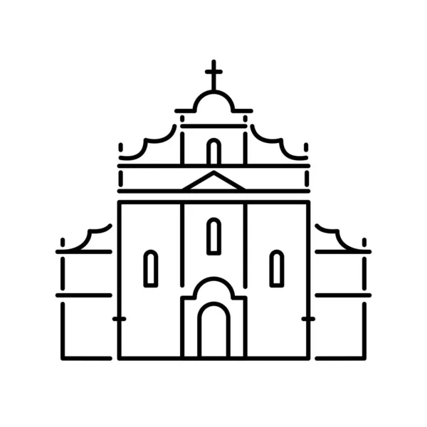 Katholische Tempelikone Vektorzeilensymbol Auf Weißem Hintergrund — Stockvektor