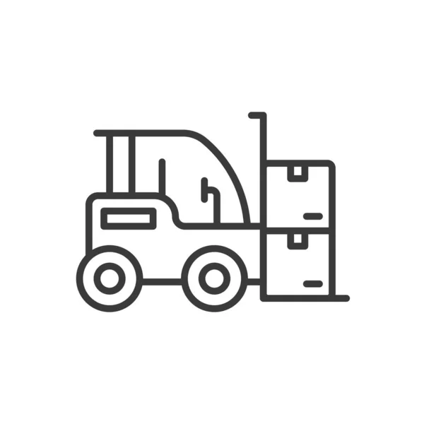 Εικονίδιο Γραμμής Περονοφόρου Οχήματος Φορτηγό Περονοφόρου Που Φορτώνει Κουτιά Από — Διανυσματικό Αρχείο