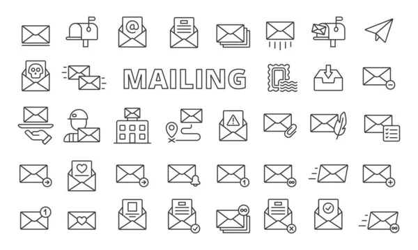 Почтовые Иконки Дизайне Линии Отслеживание Исходящих Почтовых Отправлений Изолировано Белом — стоковый вектор