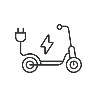 Elektrik scooter çizgisi simgesi resimleme basit tasarım elemanı vektör logosu