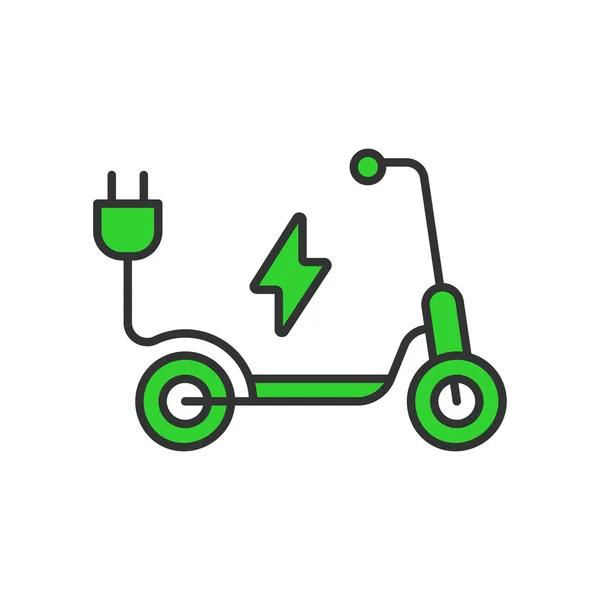 Linha Scooter Elétrico Ícone Verde Ilustração Design Simples Elemento Logotipo — Vetor de Stock